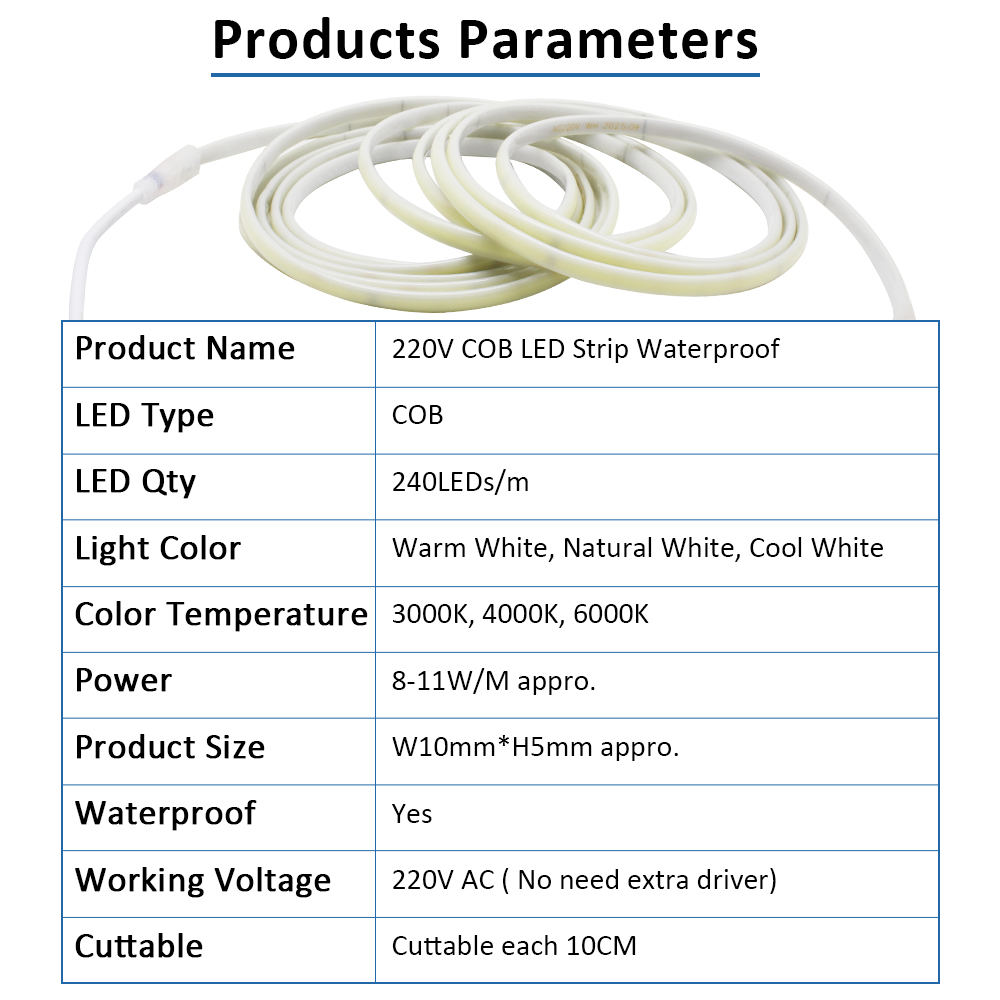 Lampu Strip LED COB Tahan Air  - Outdoor Power Strip Weatherproof ulasan dan harga