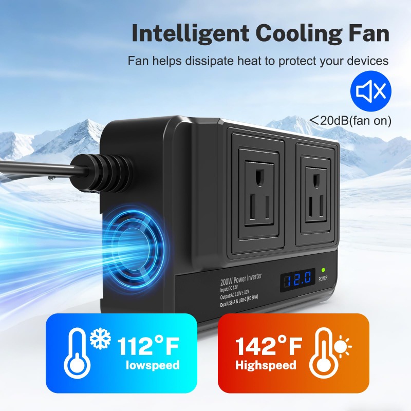 Inverter Mobil 200W, Konverter - Outdoor Power Adapter Usb C ulasan dan harga
