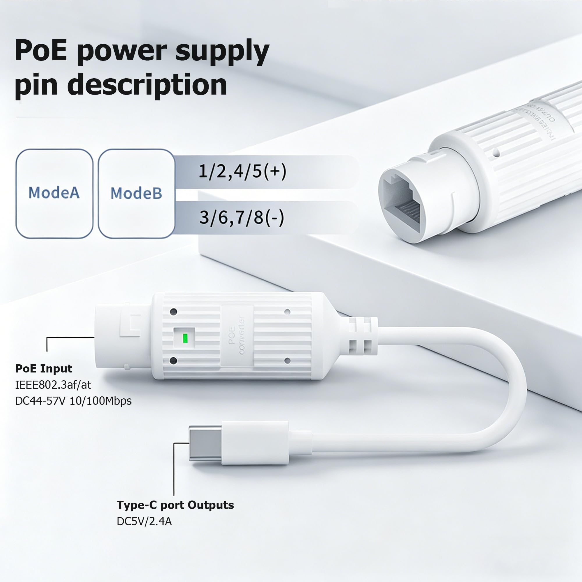 Konverter Daya POE ke USB-C RJ - Outdoor Power Adapter Usb C ulasan dan harga